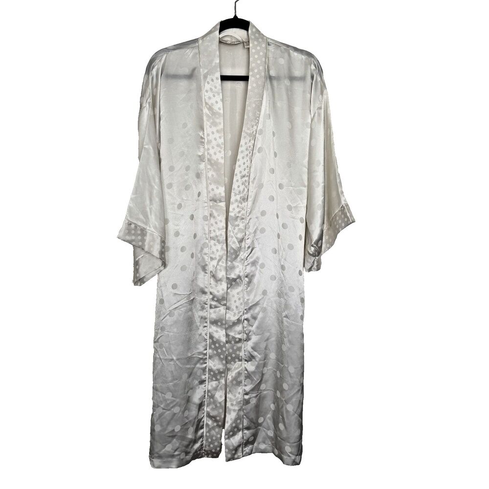 VTG Victoria’s Secret Lingerie Bridal Ivory Floral Jacquard Robe Sz M/L 80s/90s